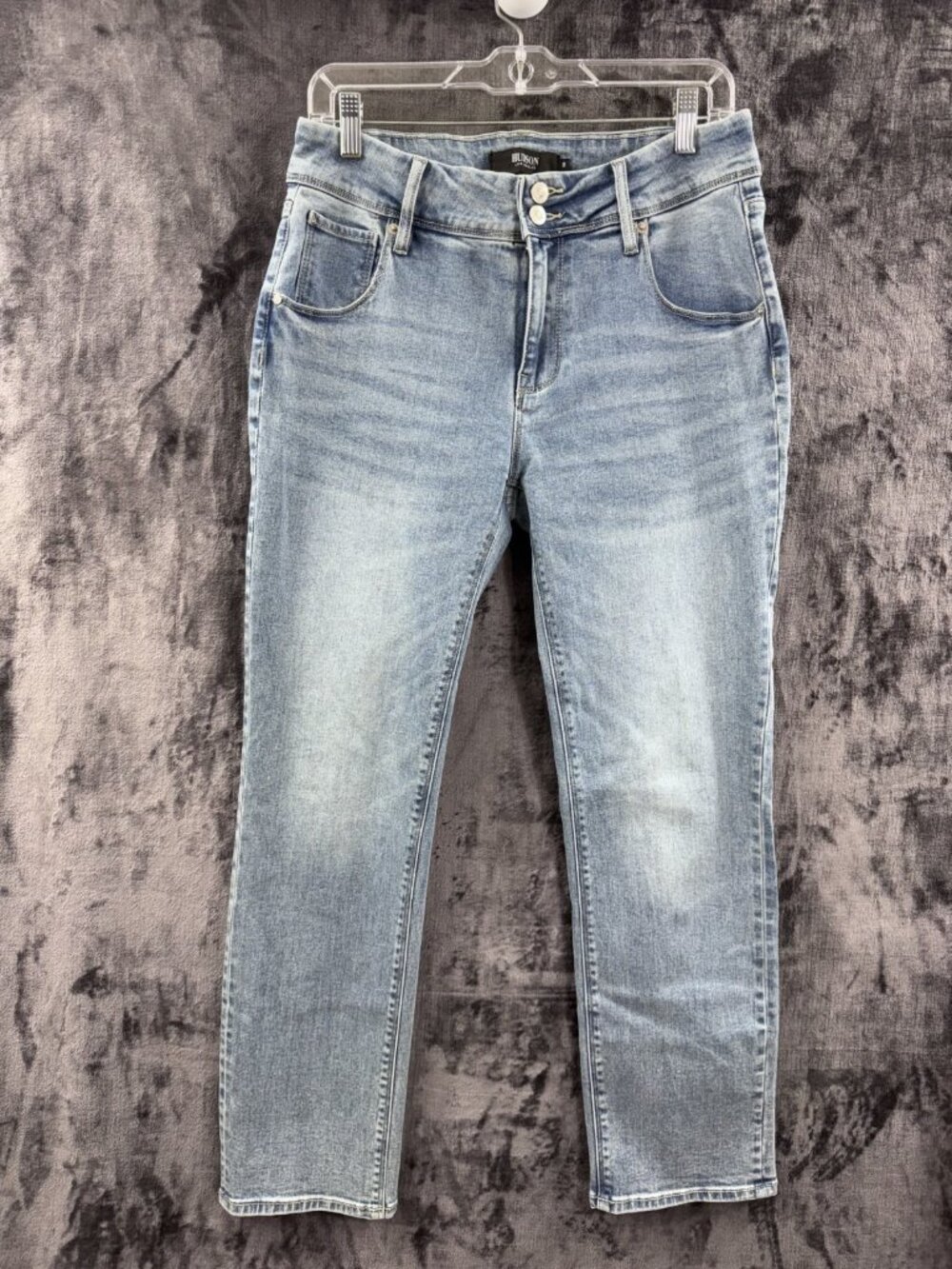 Hudson Womens Size 8 Straight Leg Jeans Double Button Light Wash Flap Pockets